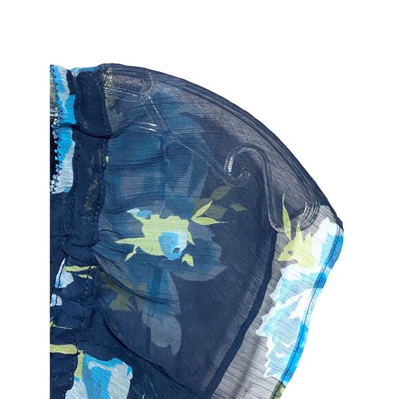 Abercrombie Floral Sheer Blouse S Ruffles Y2K Peasant Boho Chic Coquette Whimsy - Picture 4 of 8